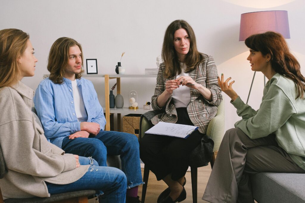 group therapy session supporting eating disorder relapse prevention